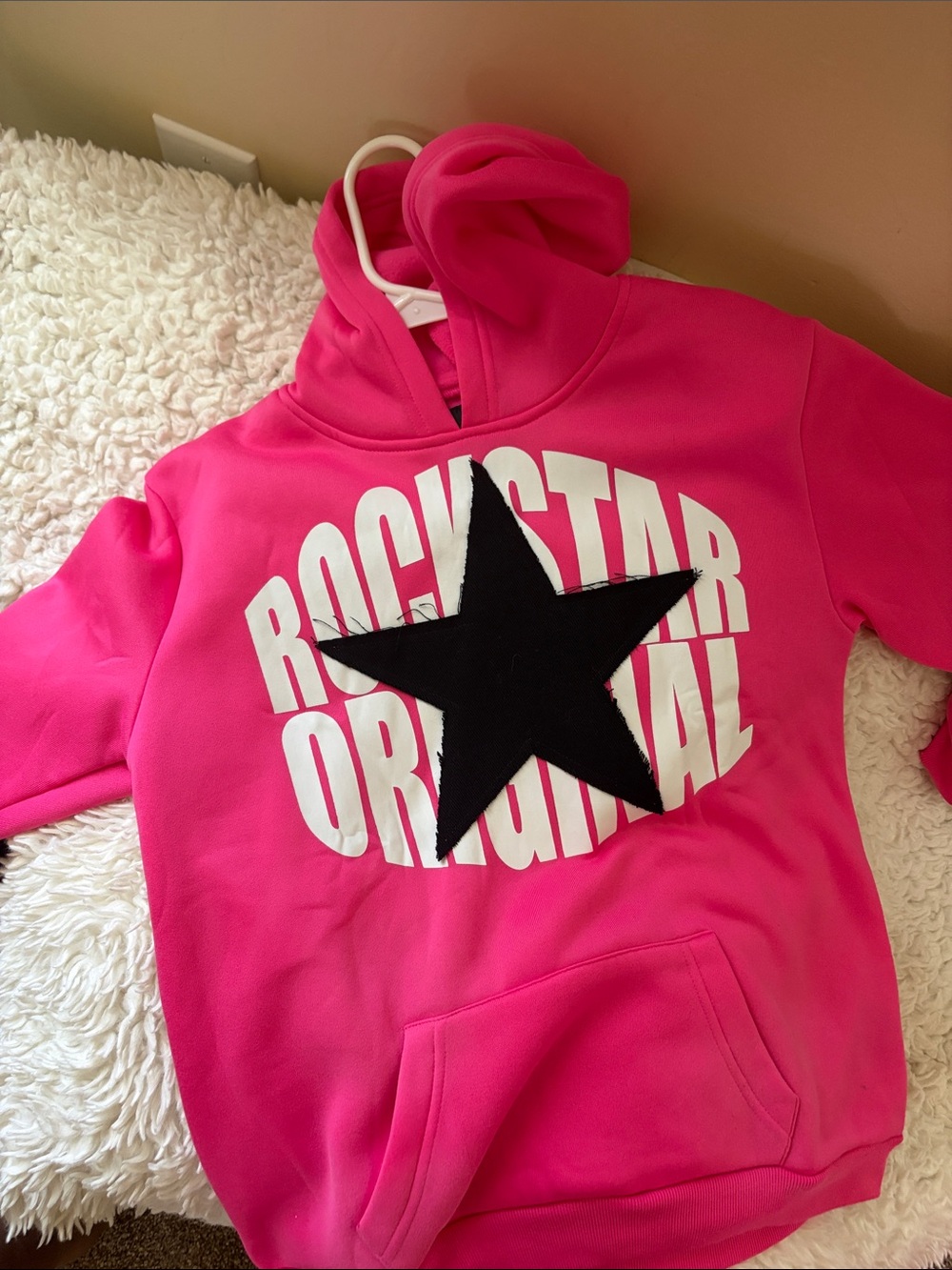 Rockstar Original Kids' Hot Pink Hoodie with Black Star